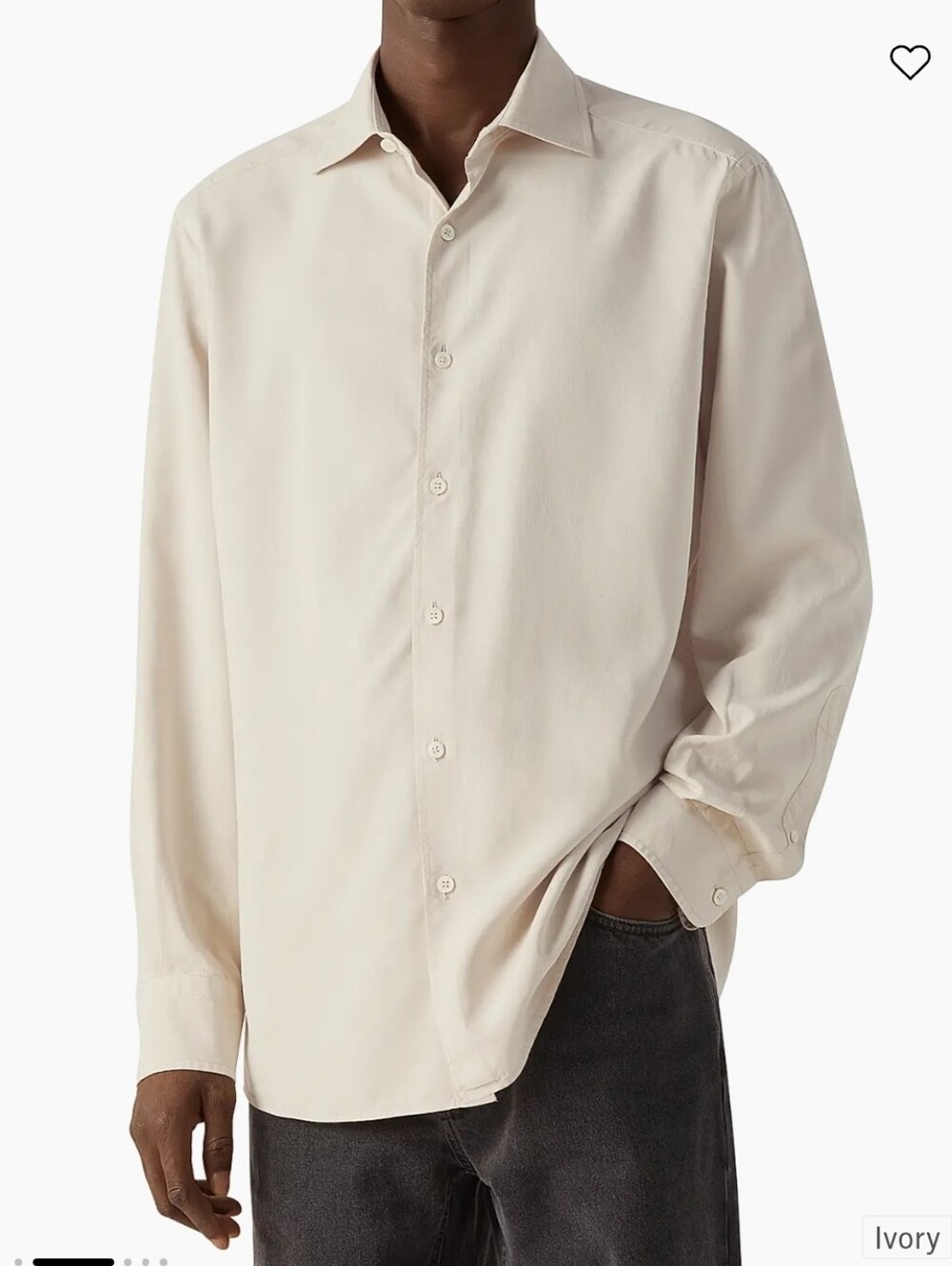 ZEGNA Silk Button-Front Shirt Ivory Size Medium
